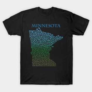 Minnesota State Outline Maze & Labyrinth T-Shirt